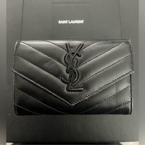 YSL Monogram Quilted Leather French Wallet